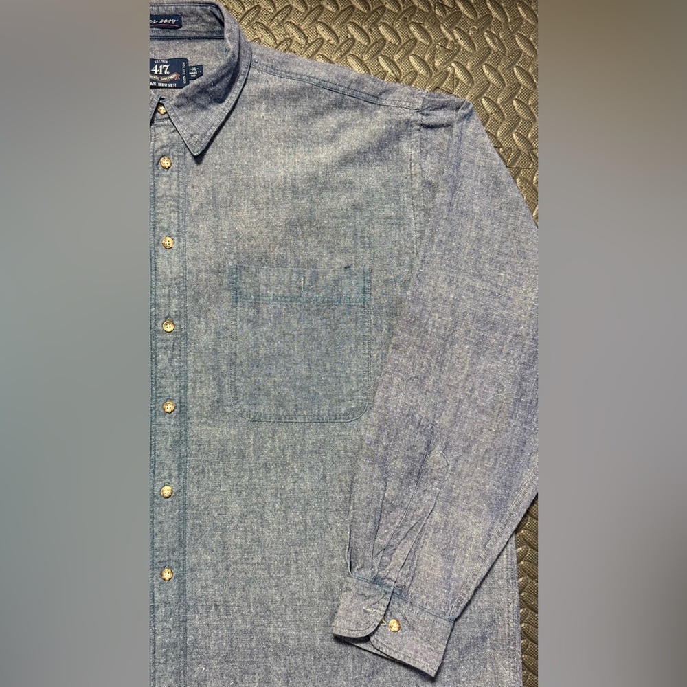 Van Heusen Men's Blue Chambray Button Down Shirt Size XL - Picture 5 of 10